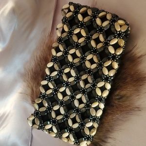 American Vintage White and Black Beaded Small Evening Bag